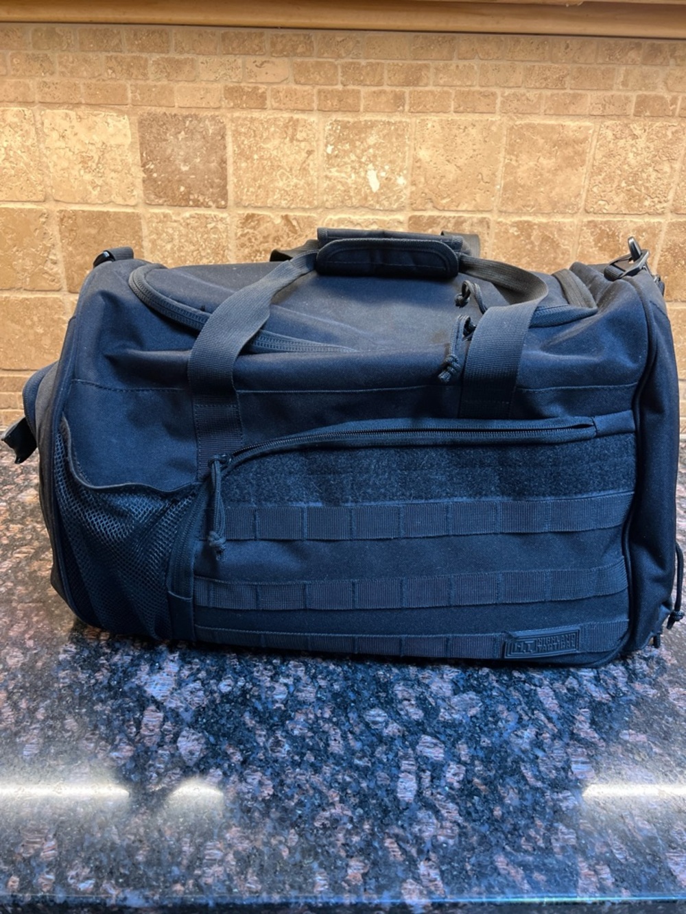 Black Tactical Duffel Bag with Shoulder Strap